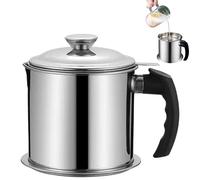 Bidon de graisse pour cuisine avec passoire | Passoire pour récipient de stockage d'huile | Pot filtrant en acier inoxydable de 44oz avec poignée, pour cuisine, Restaurant, camping-car, barbecue, Camp