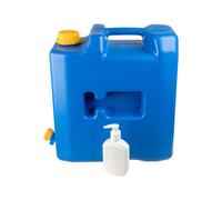 bidon d'eau de 15L avec valve en plastique + distributeur de savon ou de désinfectant