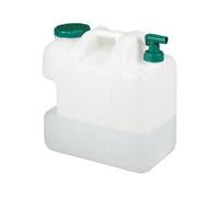 relaxdays Bidon d’Eau avec Robinet, 25 litres, Plastique sans BPA, Couvercle, poignée, réservoir, Blanc/Vert