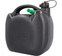 Bidon d'essence, bidon de carburant pour tous types de carburant, homologation ONU, avec bec verseur, plastique, noir, 10 l
