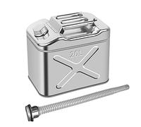 Bidon Dessence Inox 20L, Bidon Dessence avec Grand Tube Guide Bidon Dessence Antistatique Ignifuge Bidon de Réserve Dessence Bidon Réservoir de Carburant pour Fûts Essence Et Diesel