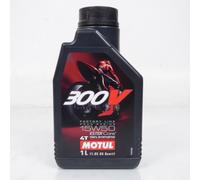 Bidon d'un litre d'huile Motul 15W50 300V 4T 100% Synthèse pour moto compétition