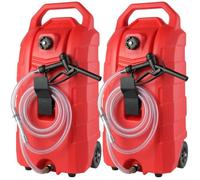 Bidon Essence Roues - Vevor - 60 L Réservoir Carburant Portable 2pcs Avec Pompe Manuelle,Rouge,7,8 L/Min,Pe,Acier Au Carbone