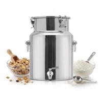 Bidon Inox Alimentaire étanche Avec Robinet pour Huile et Lait, Pot à Lait Inox avec Couvercle Hermétique Multifonction Cuisine et Ferme, Réservoir Inoxydable Sans Fuite(No Spigot,14L/3.70Gal)