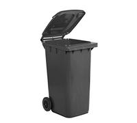 Bidon pour la collecte sélective des déchets pour usage extérieur de 240 lT, avec 2 roues, mis. 58 L x 73 P x H 107 cm, noir