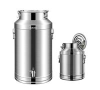 Bidons de transport de lait en acier inoxydable avec couvercle scellé et distributeur de robinet - 15L/20L/28L/35L Heavy Duty vin seau seau fourre-tout cruche réservoir de baril d'huile/with Tap /