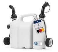 Bidons doubles/Bidons combinés pour carburant et huile avec 2 tuyaux d'écoulement 3 + 1 5 litres homologation UN Made in German