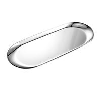 Bidponds Grand plateau ovale argenté en acier inoxydable pour bijoux, salle de bain, maquillage, serviettes, serviettes, 30 x 12,2 cm (L x l)