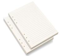 Bidponds Lot de 2 feuilles de papier ligné A5, 6 trous pour classeur Filofax A5, feuilles mobiles lignées de 8 mm, 80 feuilles/160 pages, 14 x 21 cm, beige