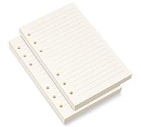 Bidponds Lot de 2 recharges de papier ligné à 6 trous pour classeur personnel Filofax A6, feuilles mobiles lignées de 8 mm, 80 feuilles/160 pages lignées, 10,4 x 16,8 cm, beige