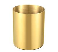 Bidponds Pot à crayons doré pour bureau, pot à crayons en acier inoxydable 304, pot à stylos, vases, pot à fleurs, support pour pinceaux de maquillage, accessoire de bureau