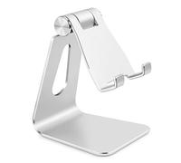 Bidponds Support de téléphone portable pliable en alliage d'aluminium, support de téléphone réglable en métal, support de téléphone de bureau, support de smartphone, argent