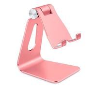 Bidponds Support de téléphone portable réglable en alliage d'aluminium, support de téléphone de table, station d'accueil de téléphone de bureau, support pour smartphone, or rose