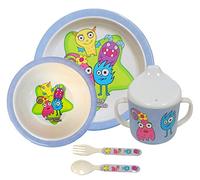 BIECO 04000411 Enfants - Salle à Manger - Set Petit Monstre 5 telig, mélamine, Bleu