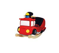 Bieco 74000223 Jouet à bascule en peluche pour enfant avec armature en bois, ceinture de sécurité et dossier, 9 m + Rouge - version allemande