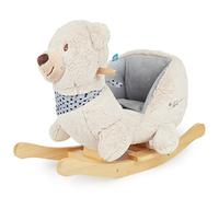 Bieco 74002111 Peluche ours à bascule avec armature en bois, ceinture de sécurité et dossier, balançoire en peluche, 9 m+, crème - Version Allemande