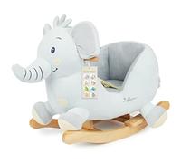 Bieco Animal à bascule en peluche - Éléphant Tiko - Chaise à bascule pour enfant avec ceinture de sécurité - Balançoire pour bébé - Balançoire pour bébé - À partir de 9 mois - Cheval à bascule en bois