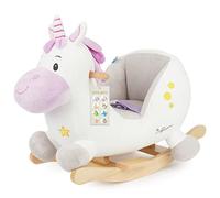 Bieco Animal à bascule en peluche licorne - 60 cm - Chaise à bascule pour enfant avec ceinture de sécurité - Balançoire pour bébé - Balançoire pour bébé à partir de 9 mois - Cheval à bascule en bois