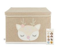 Bieco Boîte pliante avec couvercle | 65 litres | env. 36 x 36 x 51 cm | Coffre à jouets | Enfants | Caisses | Grand | Organiseur de table à langer | Chevreuil Ella