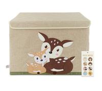 Bieco Boîte de rangement avec couvercle - Motif chevreuil - Environ 65 l - 36 x 36 x 51 cm - Coffre à jouets pliable pour enfants