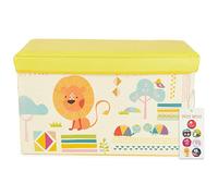 Bieco Boîte de Rangement de thème Zoo pour Enfants avec Siège Rembourré | Coffret à Jouets Unisexe avec Couvercle | Coffre Pliable Jaune & Crème |66 L | Ref. 04000495