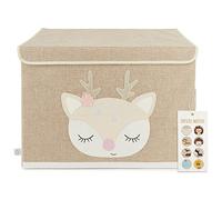 Bieco Boîte pliante avec couvercle | 65 litres | env. 36 x 36 x 51 cm | Coffre à jouets | Enfants | Caisses | Grand | Organiseur de table à langer | Chevreuil Ella