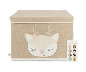 Bieco Boîte pliante avec couvercle | 65 litres | env. 36 x 36 x 51 cm | Coffre à jouets | Enfants | Caisses | Grand | Organiseur de table à langer | Chevreuil Ella