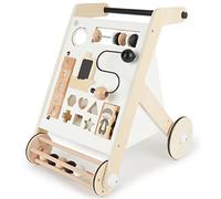 Bieco | Chariot de Marche en Bois, Noir Blanc | Trotteur Bébé Fille Garçon, Aide à la Marche, Pousseur