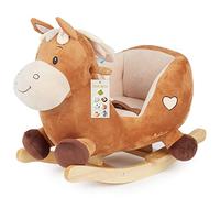 Bieco Cheval à bascule en peluche Calimero 60 cm | Chaise à bascule pour enfant avec ceinture de sécurité | Balançoire pour bébé | Balançoire pour bébé à partir de 9 mois | Cheval à bascule en bois