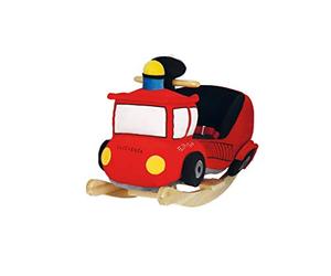 BIECO Cheval à Bascule Peluche Camion de Pompier | Fauteuil à Bascule Enfant | Ceinture de Sécurité | Bébé à Bascule | Jouet Bascule Bébé 9 Mois+ | Bois