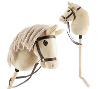 BIECO Cheval Bâton Beige - Taille S, avec Bride | Bâton & Queue Amovibles, pour Saut d'obstacles, Dressage & Jeux | Chevaux Bâtons Hobby Horse