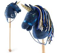 BIECO Cheval Bâton Enfant Licorne Luna | Hobby Horse | À roulettes | Bois | Peluche Adorable | Accessoire Bébé