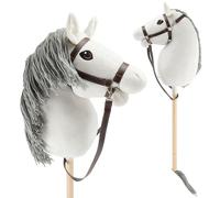 BIECO Cheval Bâton Frison - Taille M, avec Bride | Bâton et Queue Amovibles, pour Saut d'obstacles, Dressage & Jeu | Chevaux Bâtons