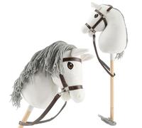BIECO Cheval Bâton Frison - Taille S, avec Bride | Bâton et Queue Amovibles, pour Saut d'obstacles, Dressage & Jeu | Chevaux Bâtons