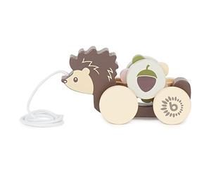 Bieco Chèvre en Bois - Jouet à Tirer pour Bébé à partir de 1 An - Mignon Animal Hérisson avec Roue Dentée