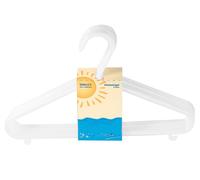 Bieco cintre en plastique, avec crochets supplémentaires, blanc perle (8 pièces)