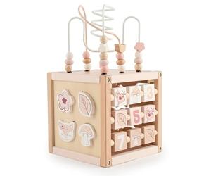 Bieco Cube de motricité en bois durable FSC®, motif chevreuil Ella, jouet Montessori pour bébé à partir de 1 an