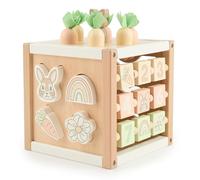 Bieco Cube de motricité, motif lapin Fine, bois durable FSC® , cube de jeu pour bébé, dès 1 an, cube d'activités, centre d'activités, Montessori