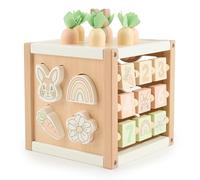 Bieco Cube de motricité, motif lapin Fine XXL, bois durable FSC® , cube de jeu pour bébé, dès 1 an, cube d'activités, centre d'activités, Montessori