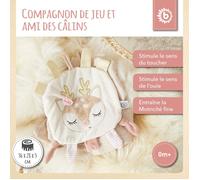 Bieco Doudou cerf - Doudou pour bébé avec Effet froissé - Jouet de préhension pour bébé Doudou avec Jouet à saisir Doudou Bebe