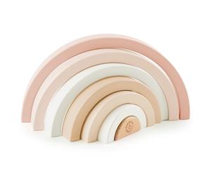 Bieco Ella - Tour empilable en bois pour enfants - Décoration de jeu Montessori arc-en-ciel - À partir de 1 an