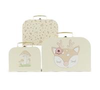 Bieco Ella Vintage Flowers Lot de 3 valises en carton pour enfant avec poignées en métal et mini coffret cadeau - Petite valise pour enfant - Valise à jouets pour enfants - Valise décorative en carton