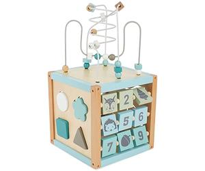BIECO Grand Cube d'activité bébé XXL Scandi-Chic - Table activite Bebe 1 an Bois - Jeux Cube de motricité