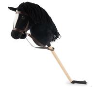 Bieco Hobby Horse cheval bâton noir - taille M, avec bride | bâton et queue amovibles, pour saut d’obstacles, dressage et jeu