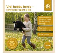 Bieco Hobby Horse cheval bâton noir - taille S, avec bride | bâton et queue amovibles, pour saut, dressage et jeu | chevaux Hobby