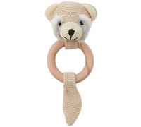 Bieco Hochet bébé Hochet crochet singe mignon avec anneau en bois Hochet bébé Hochet singe crocheté avec hochet Anneaux de préhension bébé singe Anneau dentition bebe bois Hochet bebe bois