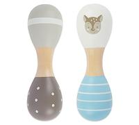 Bieco Hochet Cerf en Bois | Lot de 2 | 19 cm | Instrument de Musique Montessori pour Enfants à partir de 1 an