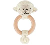 Bieco Hochet Crochet Mouton Avec Anneau En Bois - Hochet Bébé 1 Mois Anneau De Dentition Bébé Avec Hochet Anneaux De Préhension Multicolore