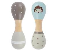 Bieco | Hochet Bebe en bois - Hérisson | Lot de 2 | 19 cm | Maracas Bébé | Hochet bébé | Hochet bebe 1 mois | Jouet bebe 2 mois | Hochet bebe 3 mois Bâton de pluie Baton de pluie bébé