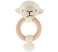 Bieco Hochet Crochet Mouton Avec Anneau En Bois - Hochet Bébé 1 Mois Anneau De Dentition Bébé Avec Hochet Anneaux De Préhension Multicolore